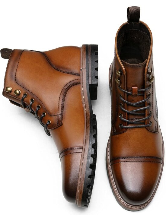 Men\'s Brown 1 Boots Premium Leather Cap Toe Casual Boots Chukka Dress Boots main image 6